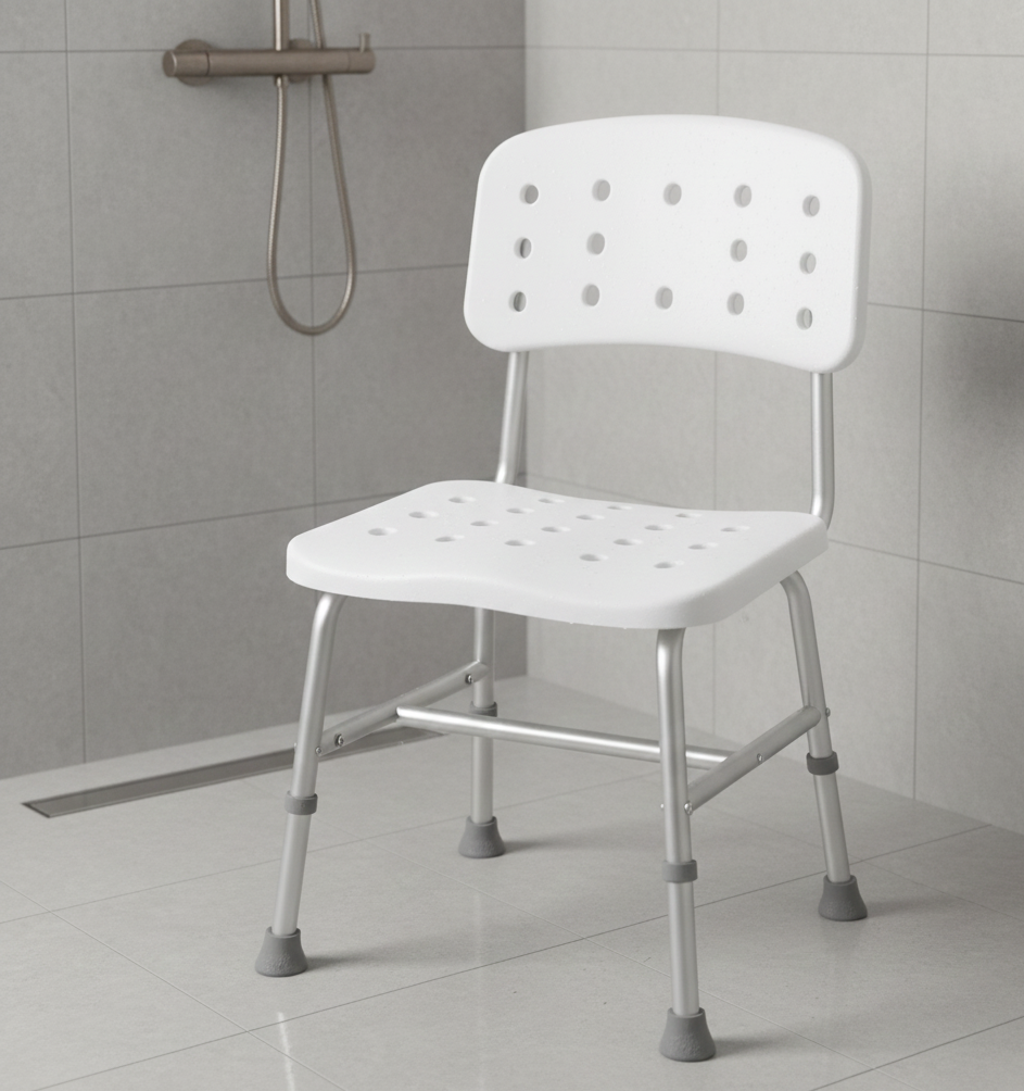 Shower Chair with Contoured Seat and Aluminum Legs