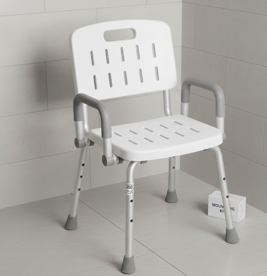 Heavy Duty Shower Chair with Arms and Back for Elderly Adults