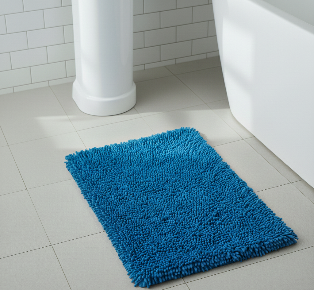 Bath Rug with Chenille Noodle Surface