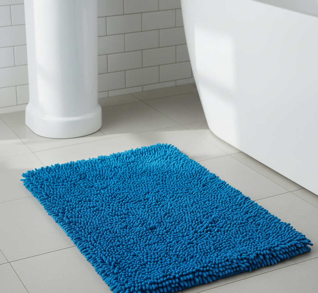 Bath Rug with Chenille Noodle Surface
