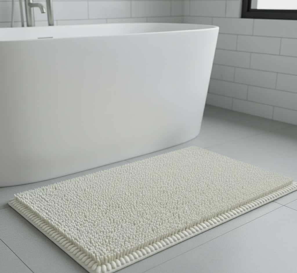 Bath Rug with Fluffy Pile and Fast-Drying Texture