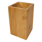 Bathroom Set with Bamboo Soap Dispenser and Storage Container